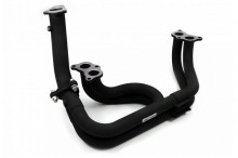 Equal length stainless steel RCM downpipes with black coating