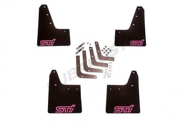 Performance creations mud flaps WRX/STI 2001-2007, black, pink logo STI