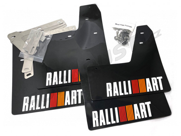 Black mud flaps with logo RalliArt EVO 10