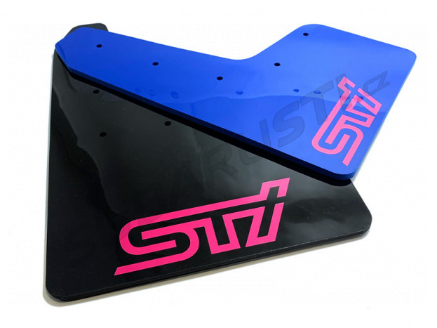 Blue mud flaps with pink logo STI Impreza WRX/STI 2008-2014