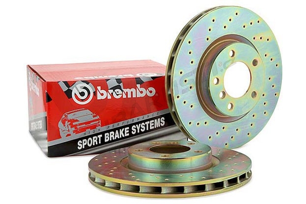 Přední brzdové kotouče Brembo ORO - děrované 5x100 Impreza WRX STI 2001-2005