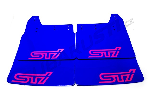 Modré zástěrky s růžovým logem STI Impreza WRX/STI 2001-2007