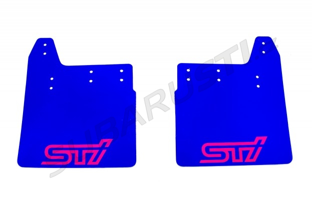 Performance creations mud flaps WRX/STI 2001-2007, blue, pink logo STI