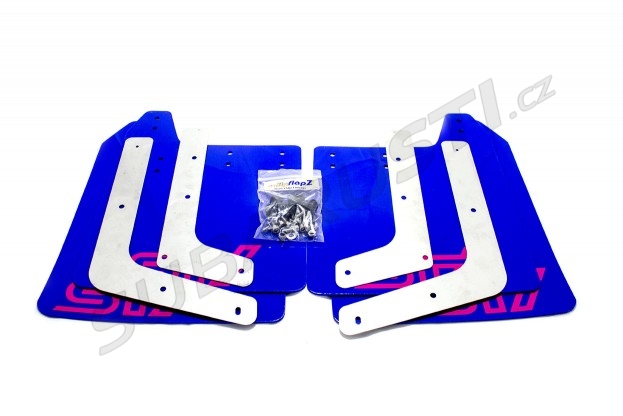 Performance creations mud flaps WRX/STI 2001-2007, blue, pink logo STI