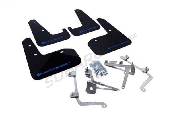 Mud flaps Rally Armor UR Impreza WRX/STI 02-07, sedan, black, blue logo - MF1-UR-BLK/BL