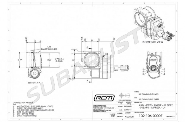 RCM 67mm electric throttle - reversed manifold - RCM2597