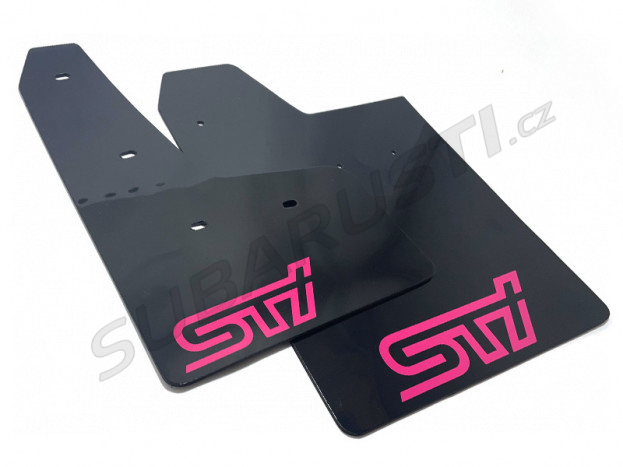 Performance creations mud flaps Impreza hatchback 2008-2014, sedan 2008-2014 black, pink logo STI - RALLYFLAP-GRBBLKSTI