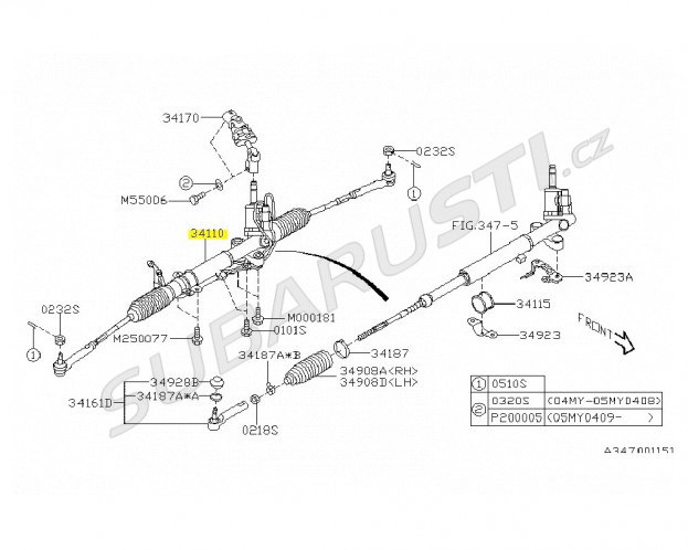 Steering rack assy Impreza WRX STI 2014+ LHD - 34110VA121