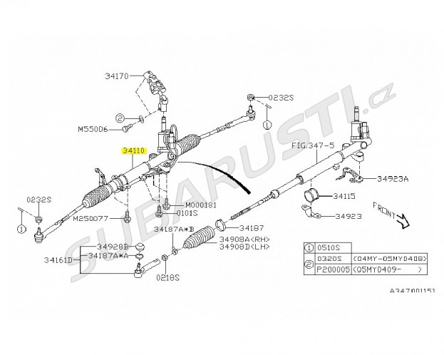 Steering rack assy Impreza WRX STI 2014+ LHD - 34110VA121