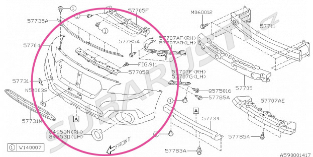 Přední nárazník Subaru Outback 2014-2018