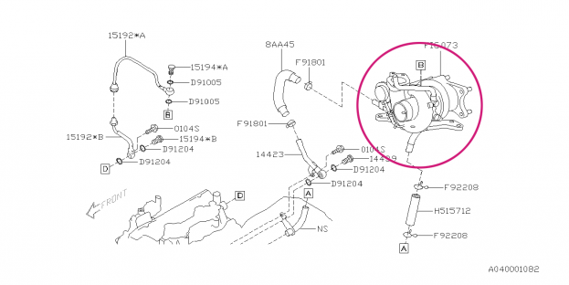 Twin scroll turbocharger VF53 Impreza STI 2010+ (Impreza STI N14/N15 Spec C.) - 14411AA820